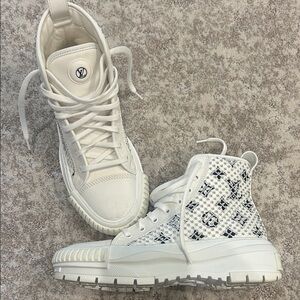 Louis Vuitton White Monogram Lace-Up High-Top Boots
